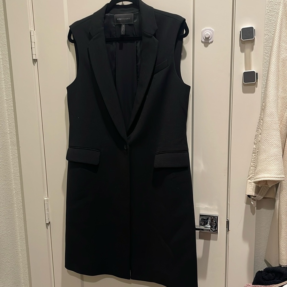 BCBG Black Duster with zippered sheer insert on back